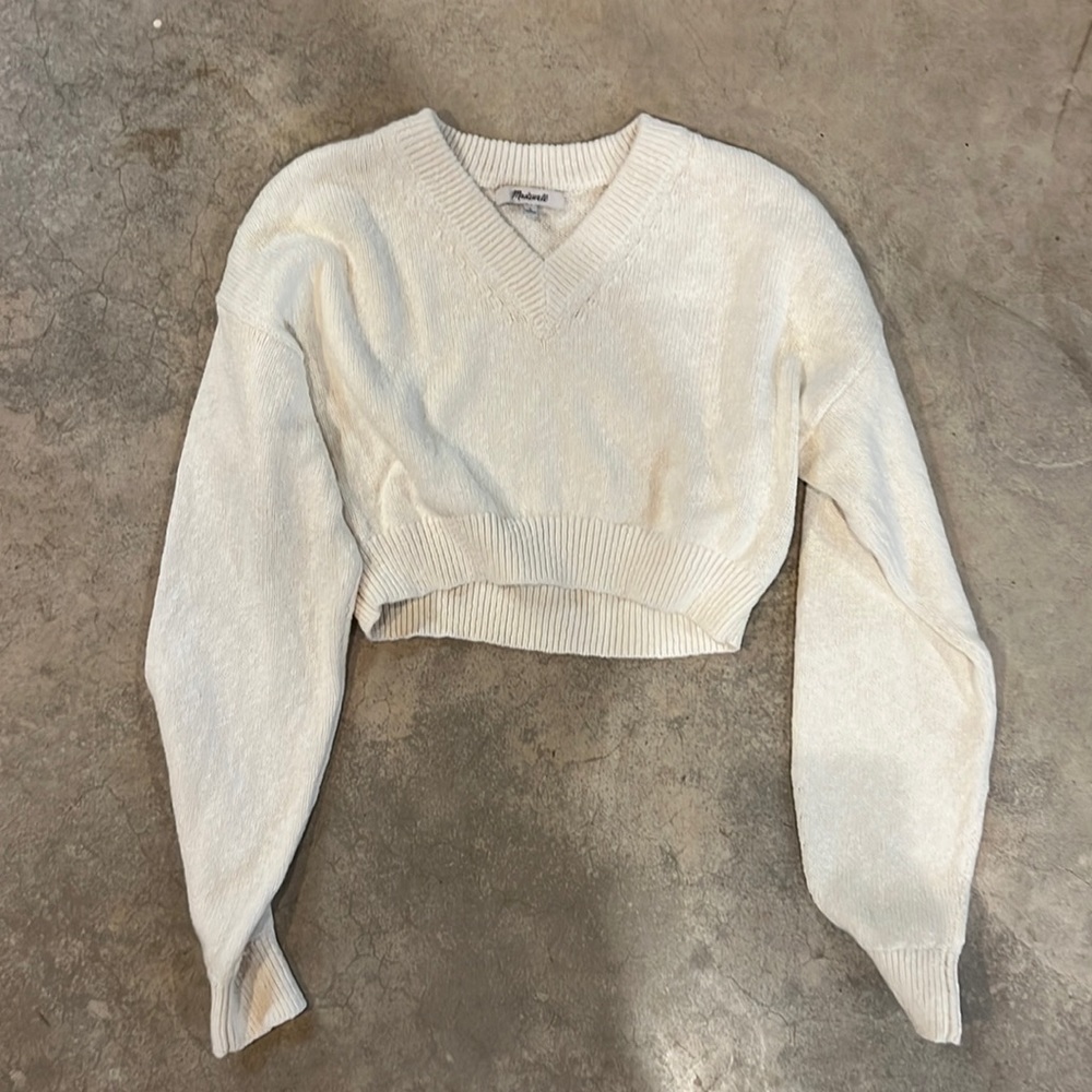 Madewell white crop sweater.
